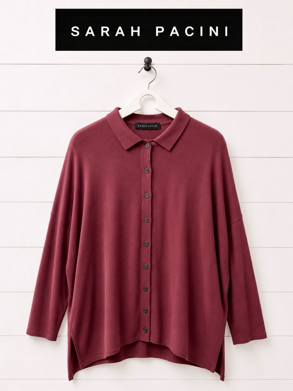 SARAH PACINI Burgundy Knit Top One Size Made in Italy